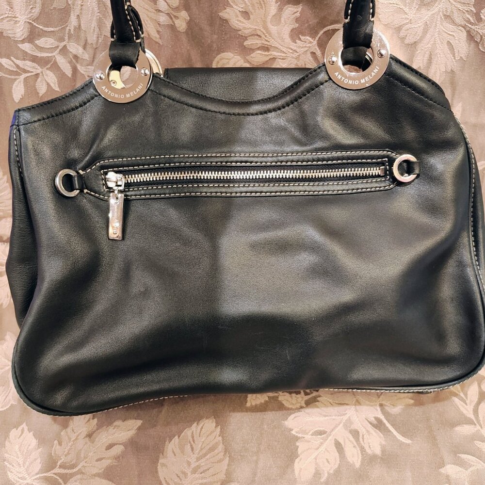 Antonion Melani Black Leather Handbag, Like New! - Picture 8 of 11